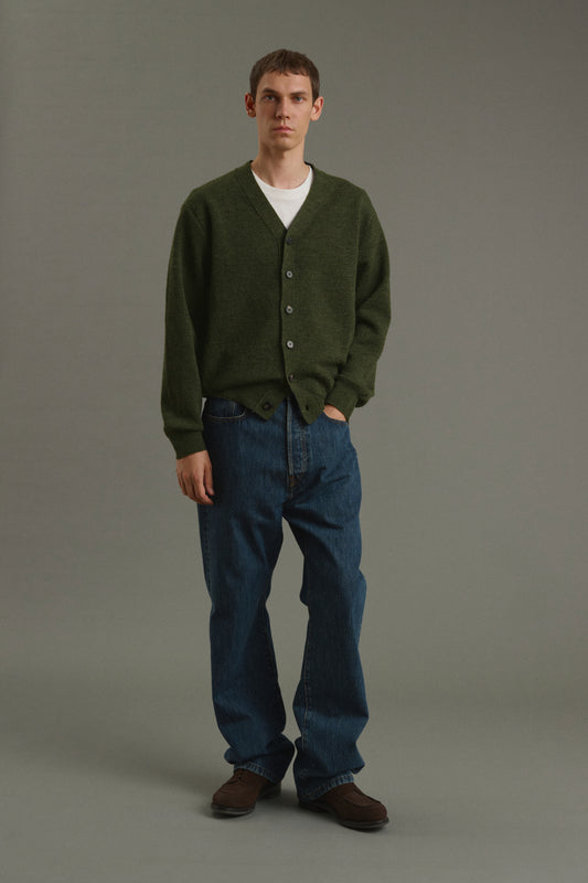 Cardigan Romeo - Kaki scuro - Lana - Uomo
