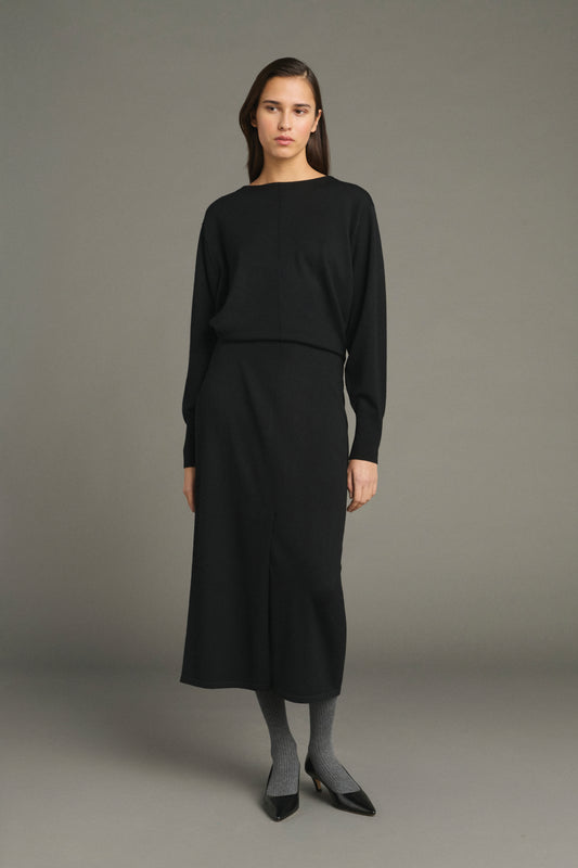 Robe Kathleen - Noir - Laine Mérinos - Femme