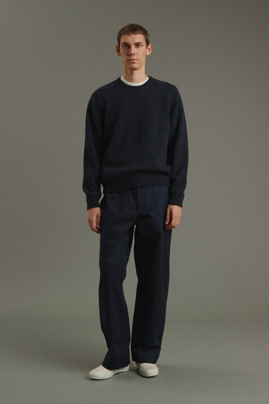 Maglione Isamu - Blu navy mélange - Lana - Uomo