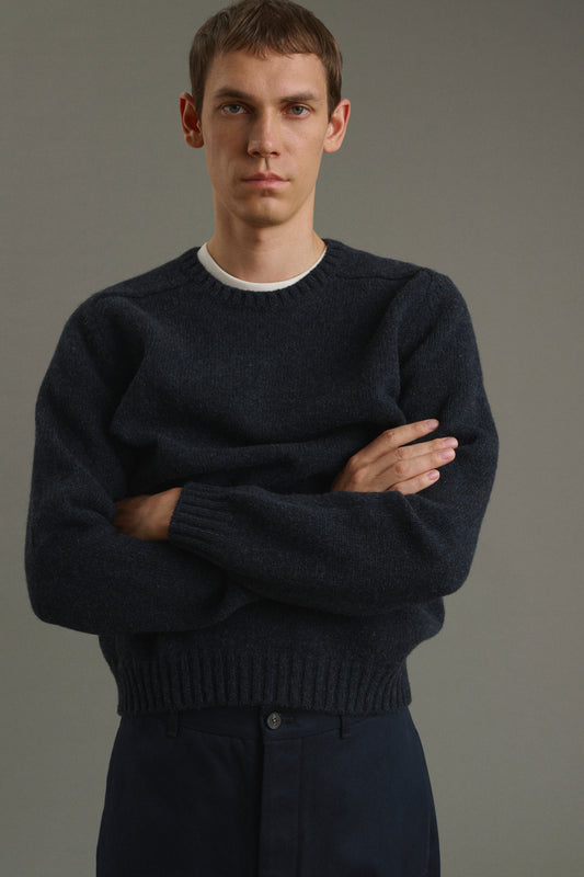 Maglione Isamu - Blu navy mélange - Lana - Uomo