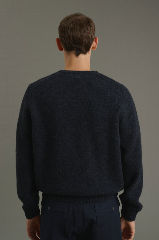 Maglione Isamu - Blu navy mélange - Lana - Uomo