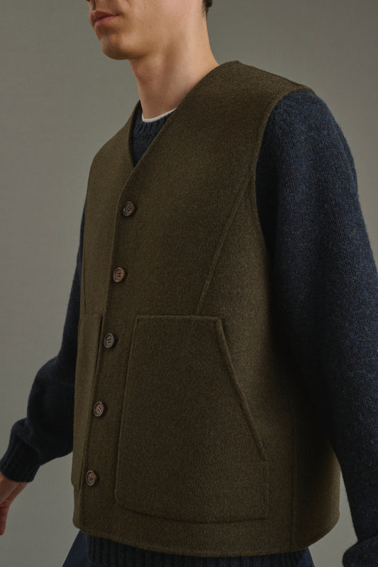 Jacke Romain - Meliertes Khaki - Doppelseitiger Stoff - Herren