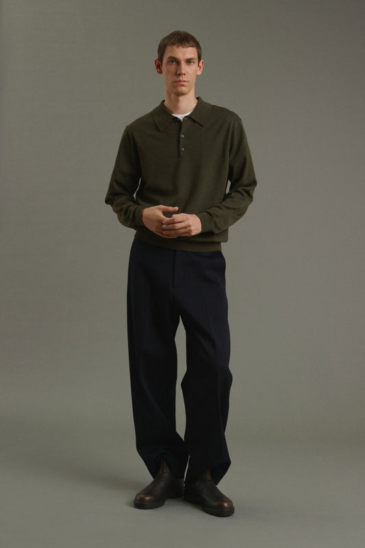Maglione Etienne - Kaki mélange - Lana merino - Uomo