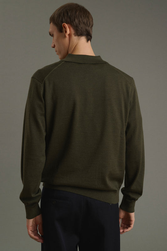 Maglione Etienne - Kaki mélange - Lana merino - Uomo