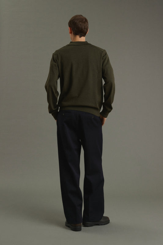 Maglione Etienne - Kaki mélange - Lana merino - Uomo