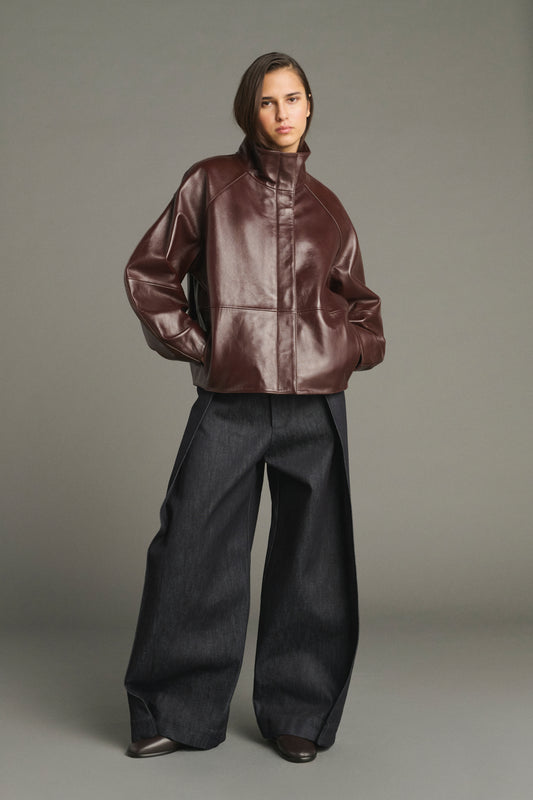Veste Gamma - Bordeaux - Cuir - Femme