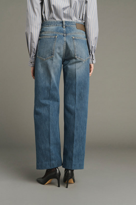 Jeans Jerry - denim Blu Slavato - Coton - Donna