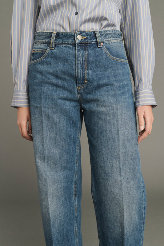 Jeans Jerry - denim Blu Slavato - Coton - Donna