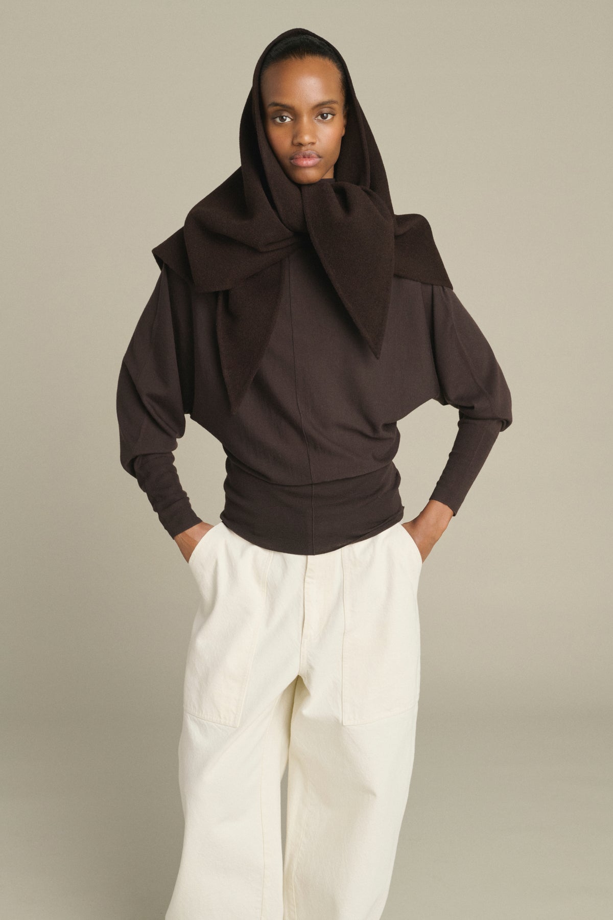 Cape Jamelia - Dark Brown - Wool - Women