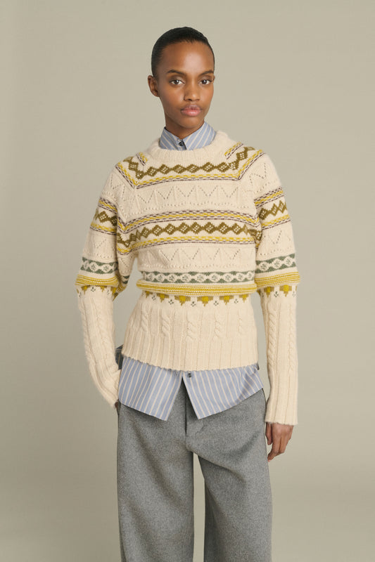 Maglione Luis - Multicolore Beige - Lana Merino - Donna