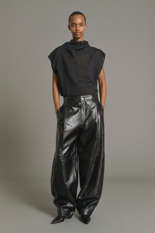Pantalon Julien - Noir - Cuir - Femme