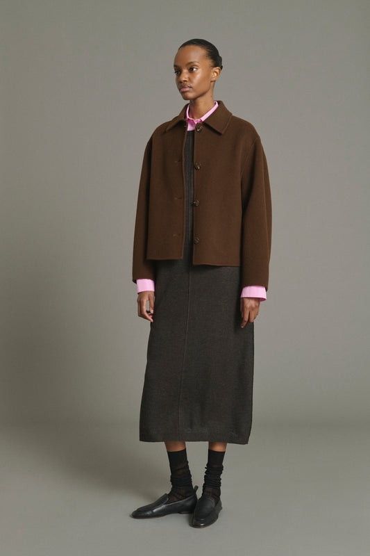 Gyoda Coat - Chocolate - Wool - Women