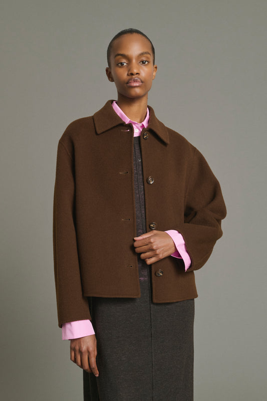Gyoda Coat - Chocolate - Wool - Women