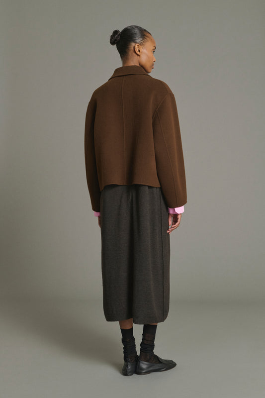 Gyoda Coat - Chocolate - Wool - Women