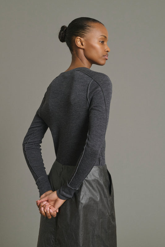 T-shirt Laos - Grigio Antracite - Lana - Donna