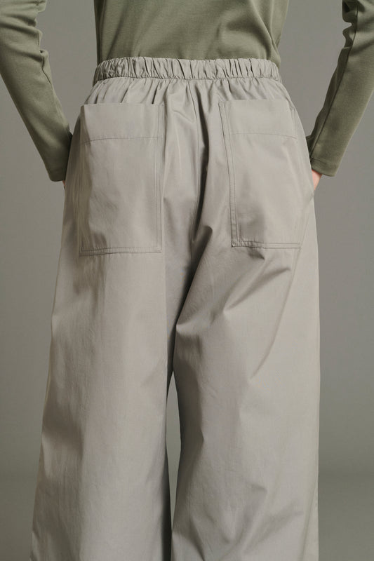 Pantaloni Hugues - Grigi in popeline a gamba larga da donna - Soeur