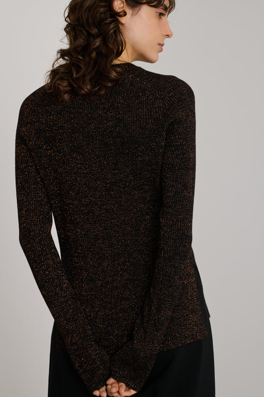 Pullover Verona - Schwarz/Karamell - Damen