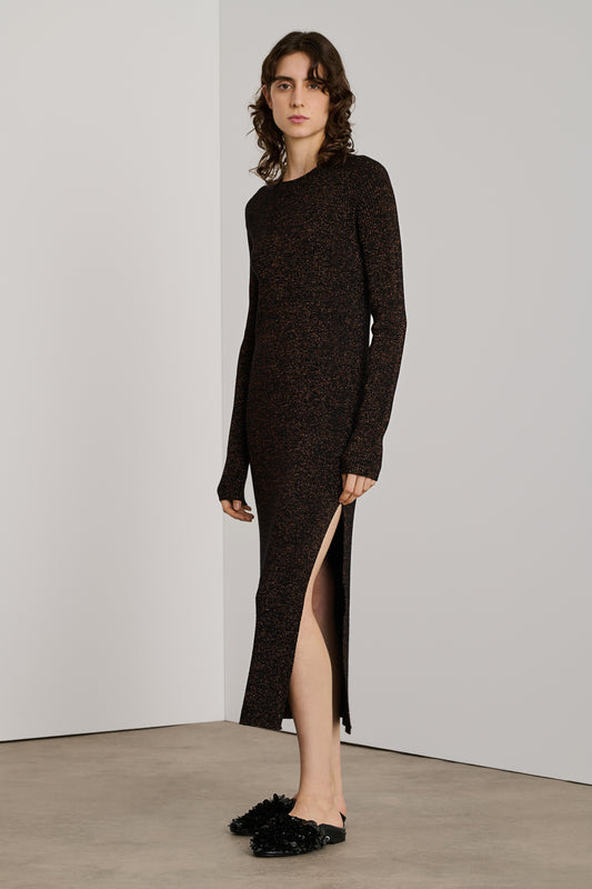 Kleid Helen - Schwarz/Karamell - Damen