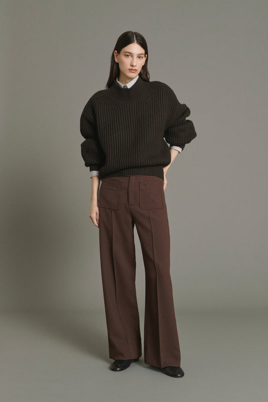 Pull Flamand - Chocolat - Laine Mérinos - Femme