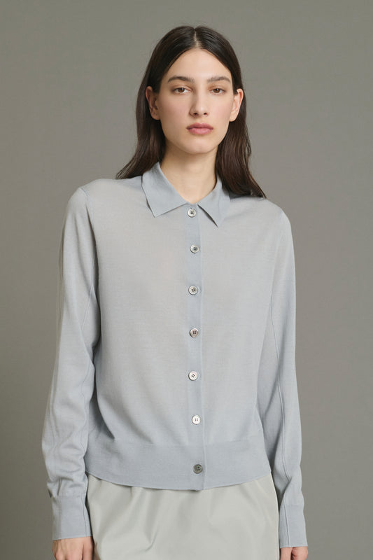 Cardigan Hailey - Blu Pallido - Lana Merino - Donna