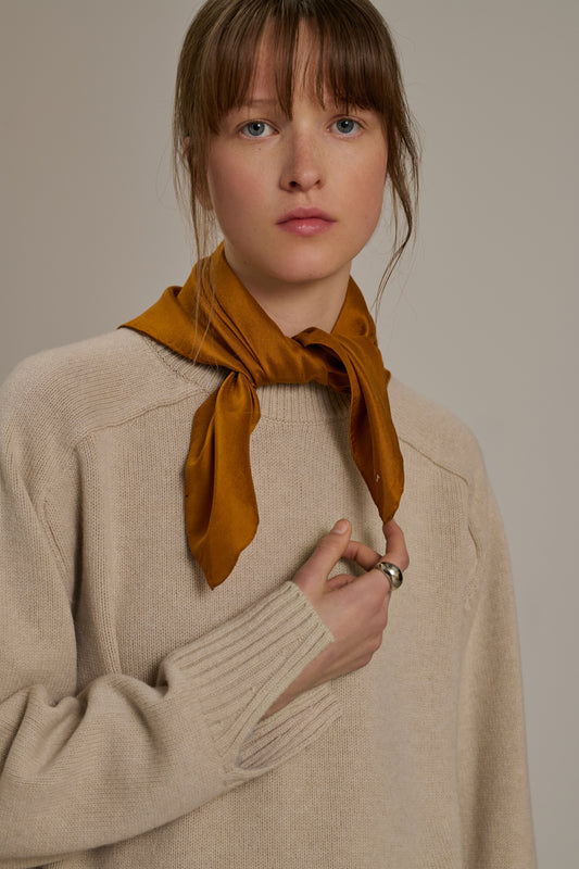 Scarf Square - Orange - Silk - Women