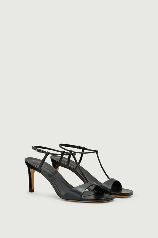 Sandalen Cecilie – Schwarzes Leder mit Absatz – Soeur
