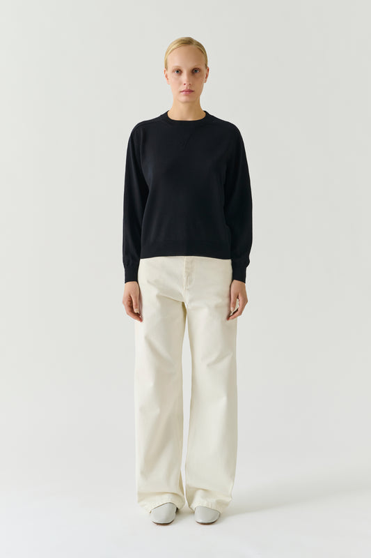 Maglione Pio - Nero - Lana Merino - Donna