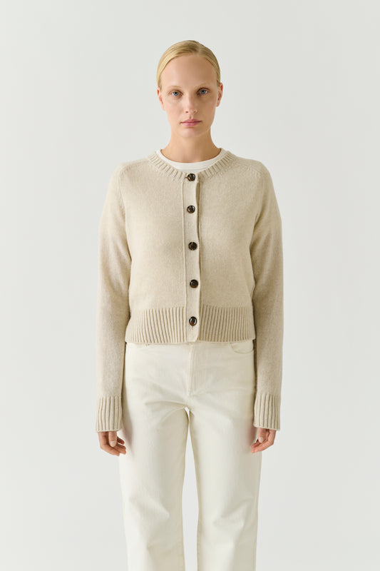 Cardigan Virginia - Écru Chiné - Lana Merinos - Donna