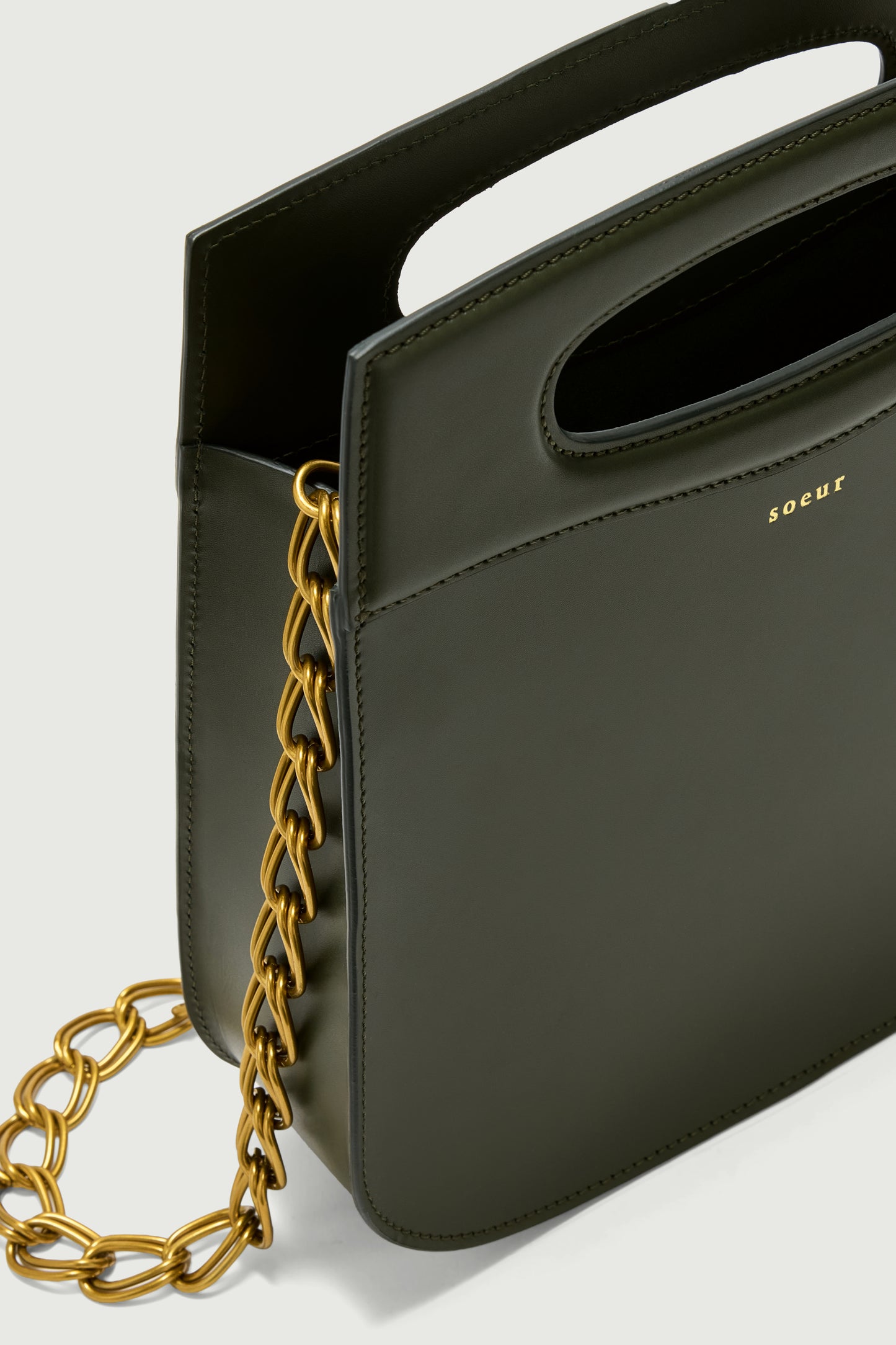 Borsa Cheri - Verde Militare - Pelle - Donna