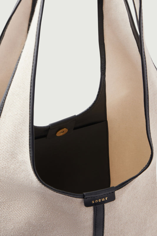 Cabas Douce - Écru/Schwarz - Leder - Damen