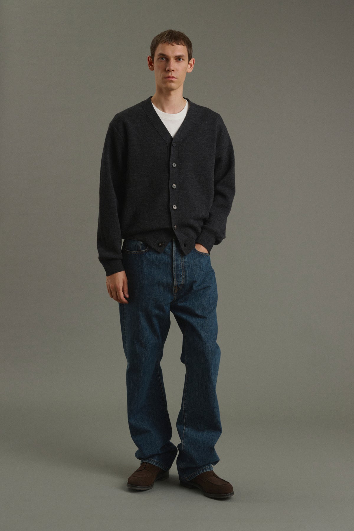 Cardigan Romeo - Charcoal Grey - Wool - Men vue 4