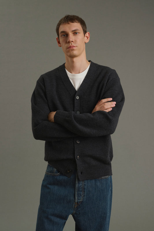 Cardigan Romeo - Grigio antracite - Lana - Uomo