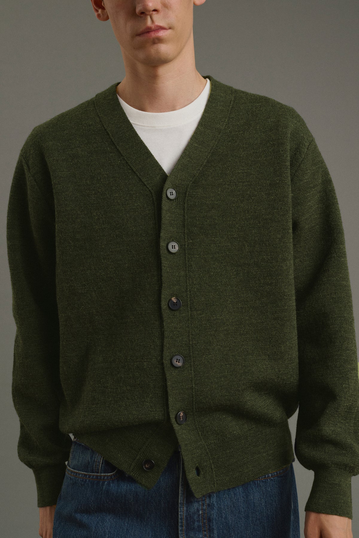 Cardigan Romeo - Kaki scuro - Lana - Uomo vue 5