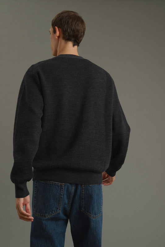 Cardigan Romeo - Grigio antracite - Lana - Uomo
