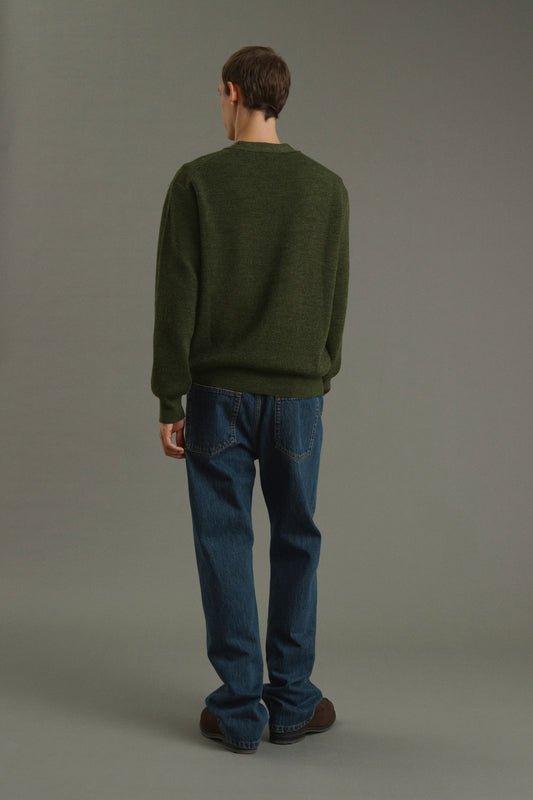 Cardigan Romeo - Kaki scuro - Lana - Uomo