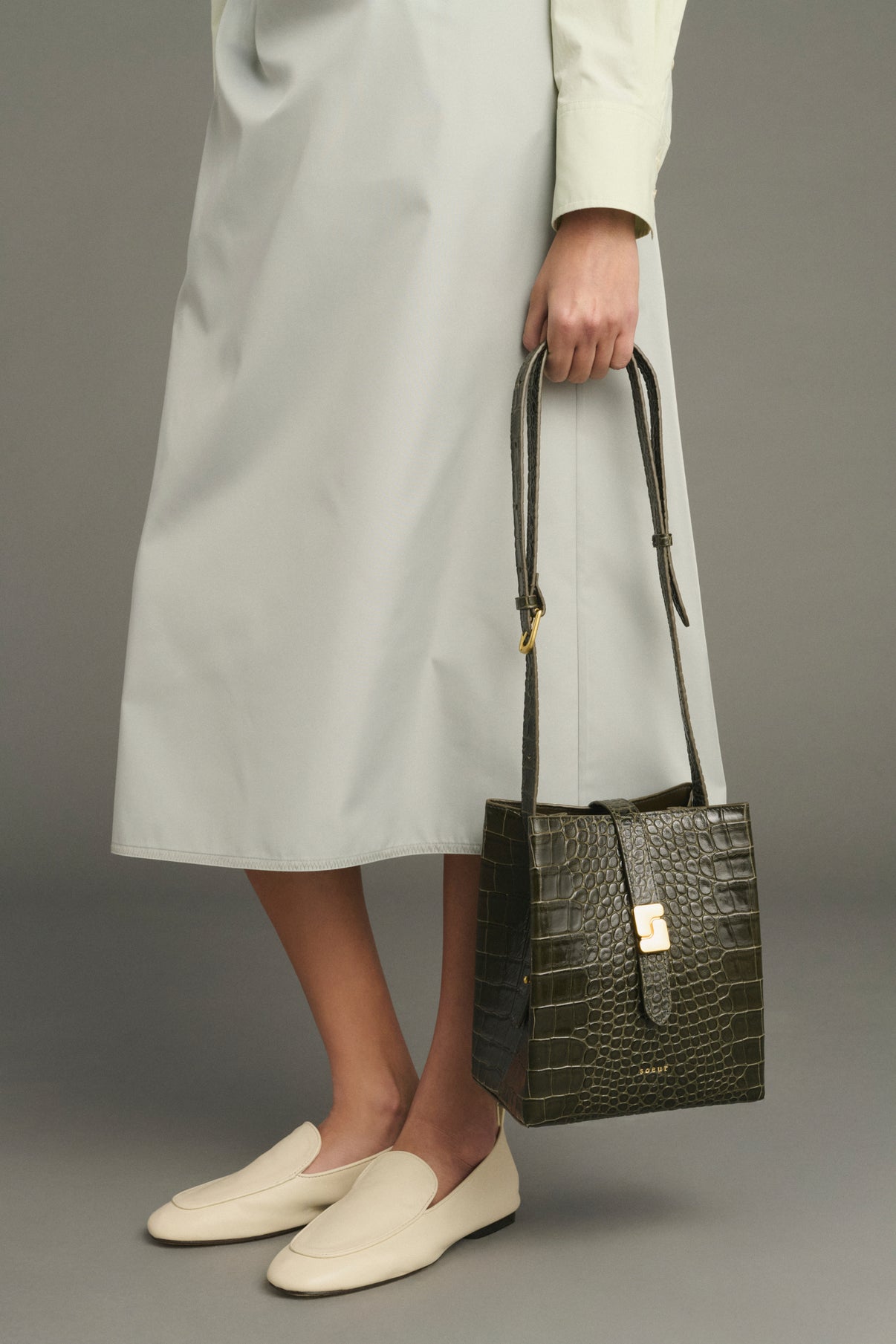 Sac Bello Mini - Vert Olive - Cuir - Femme vue 2