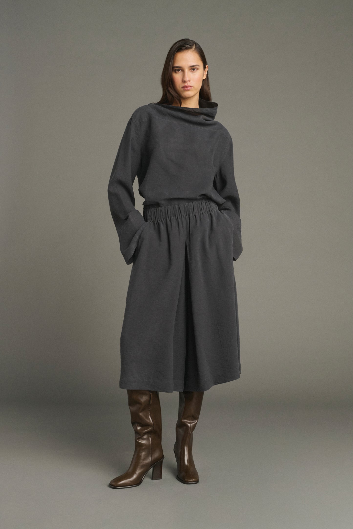 Bluse Laila - Anthrazitgrau - Seide - Damen