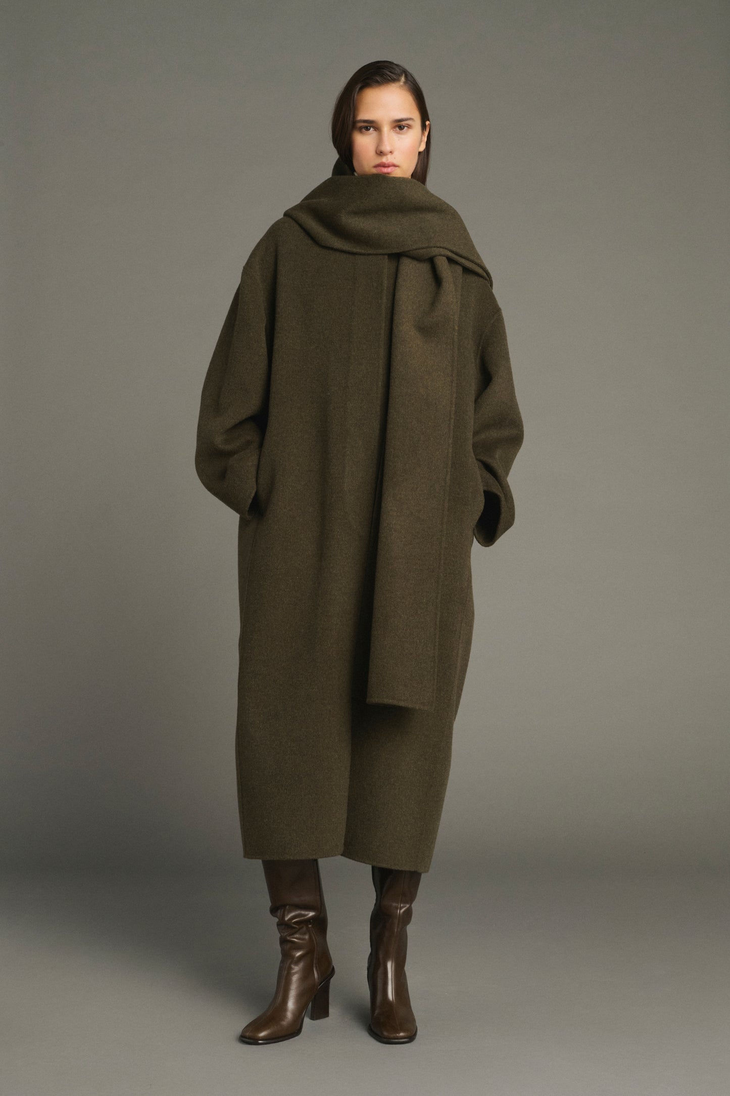 Finn coat - Khaki Marl - Wool - Women