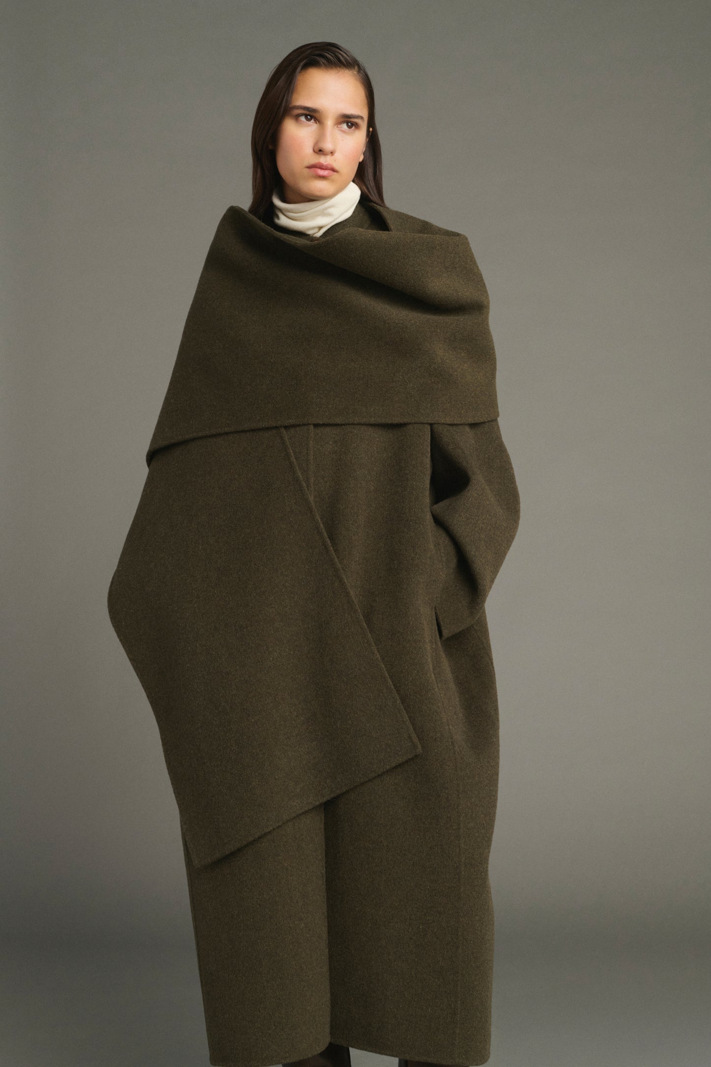 Finn coat - Khaki Marl - Wool - Women