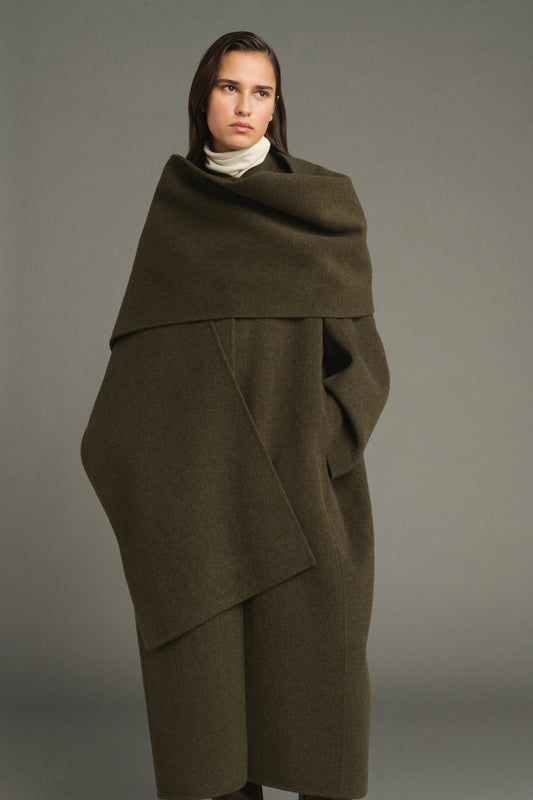 Finn coat - Khaki Marl - Wool - Women