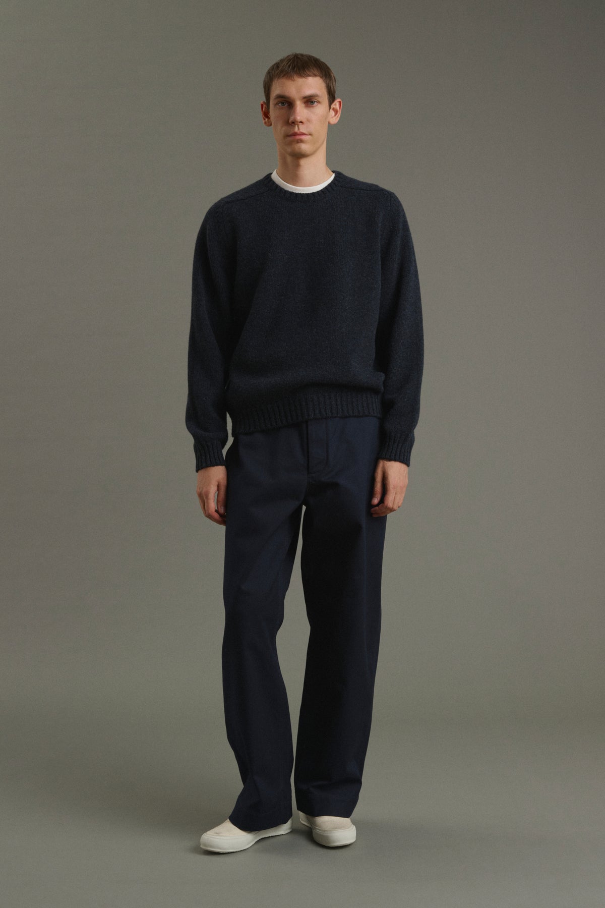 Pullover Isamu - Meliertes Marineblau - Wolle - Herren