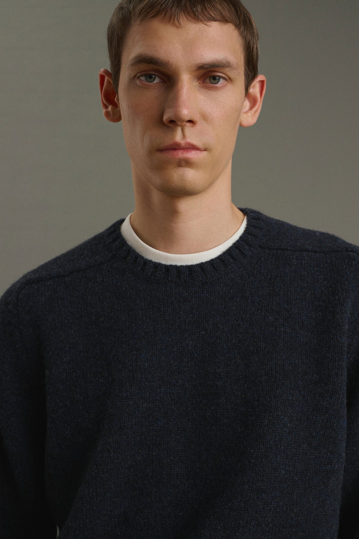 Pullover Isamu - Meliertes Marineblau - Wolle - Herren
