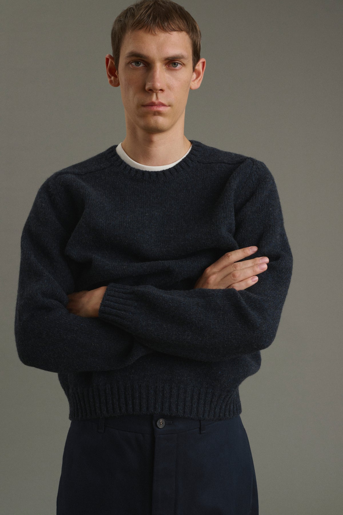 Pullover Isamu - Meliertes Marineblau - Wolle - Herren vue 1