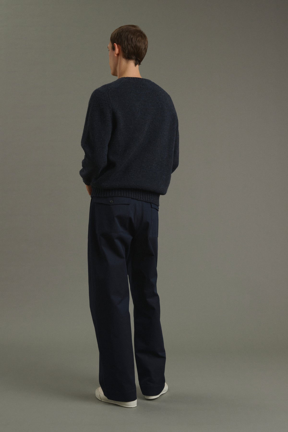 Pullover Isamu - Meliertes Marineblau - Wolle - Herren