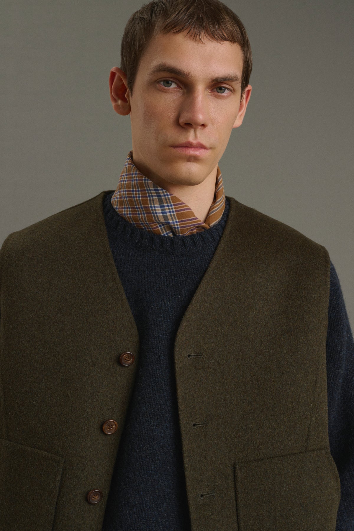 Sciarpa Philibert - Blu/Marrone - Cotone - Uomo vue 2
