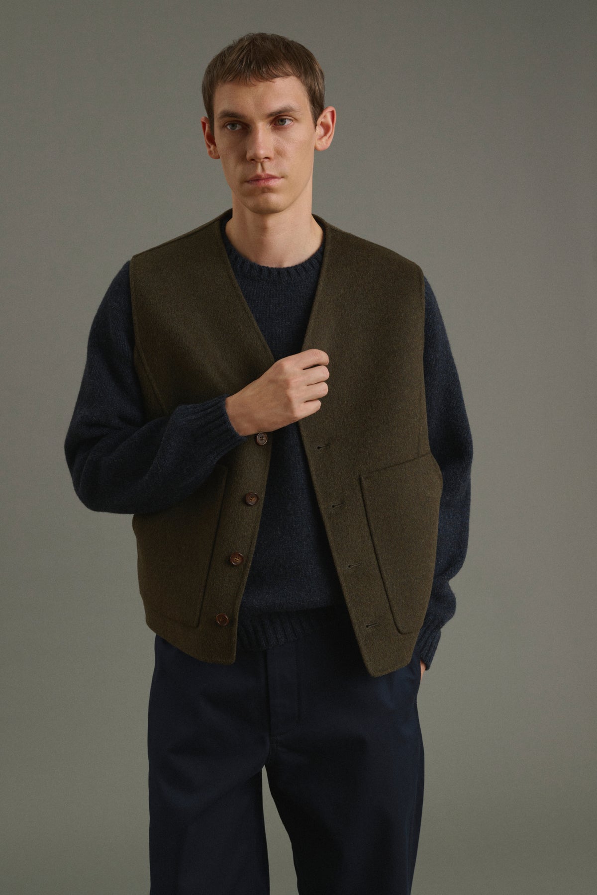 Veste Romain - Kaki Chiné - Double Face - Homme vue 2
