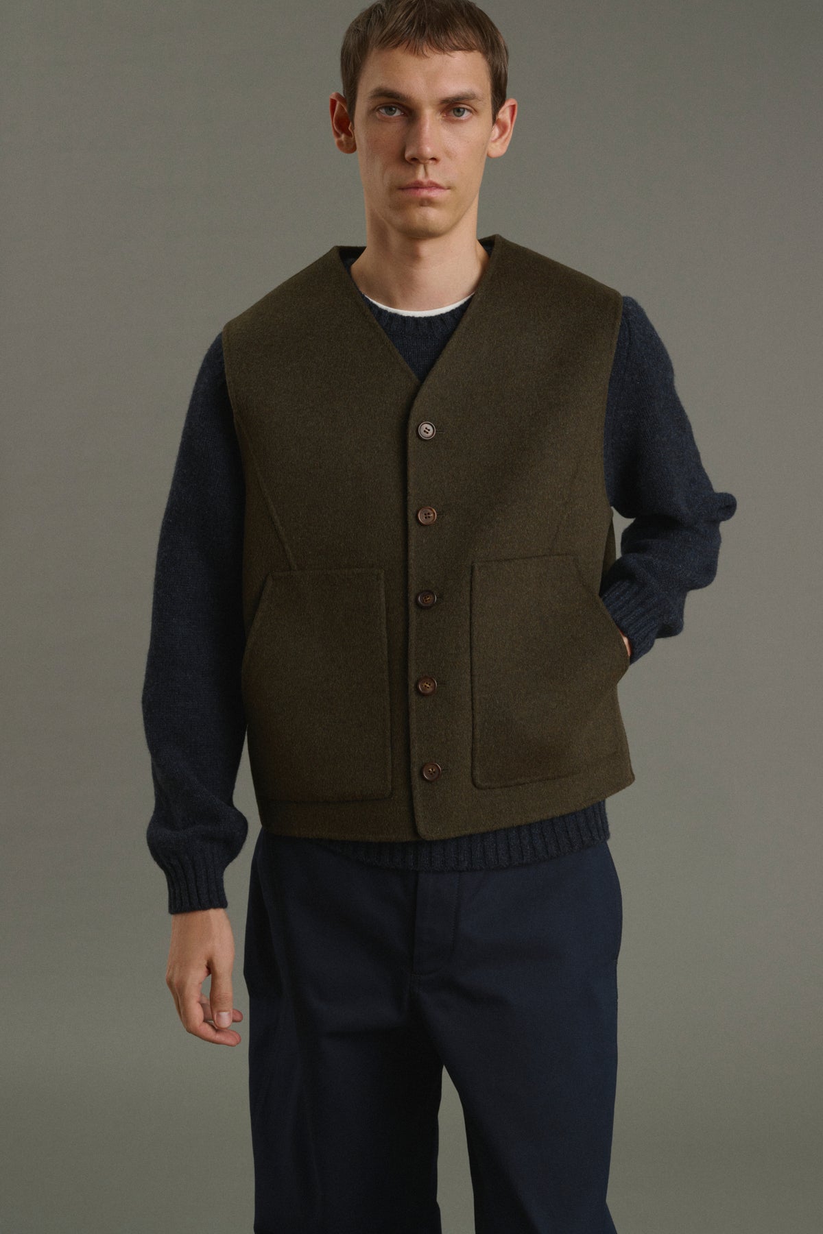 Veste Romain - Kaki Chiné - Double Face - Homme