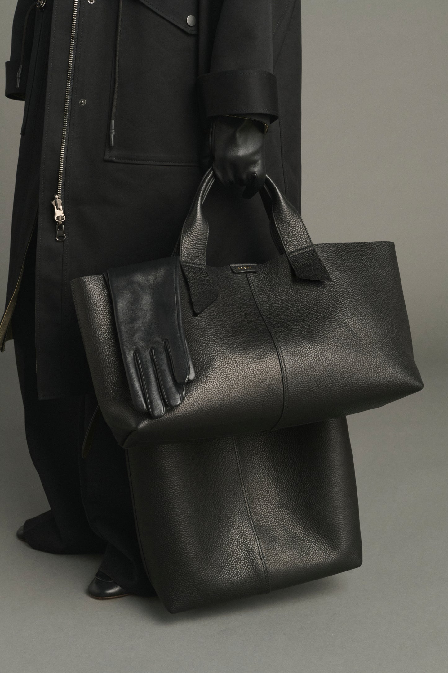 Tasche Suave - Schwarz Cuir Grainé Baguette - Soeur