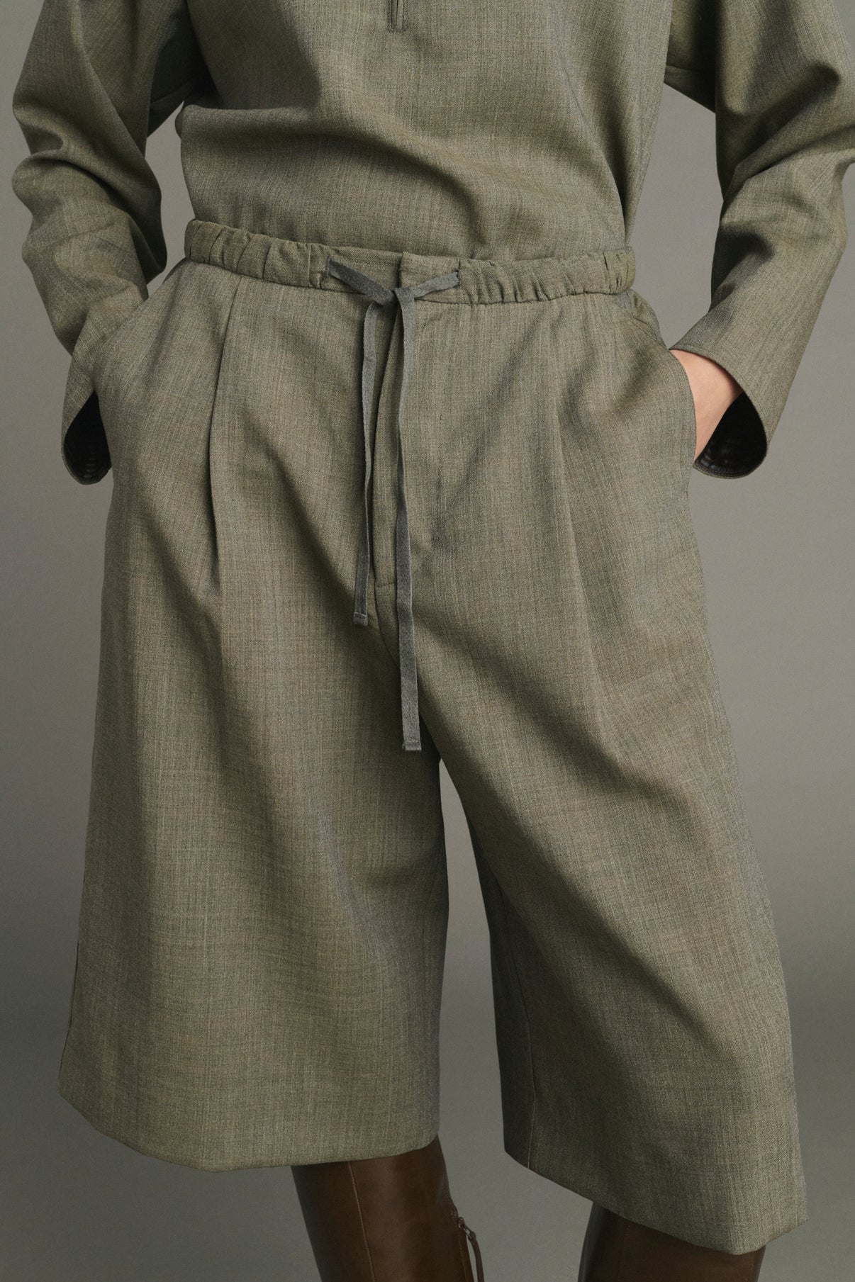 Bermuda Louison - Vert De Gris - Laine - Femme vue 3