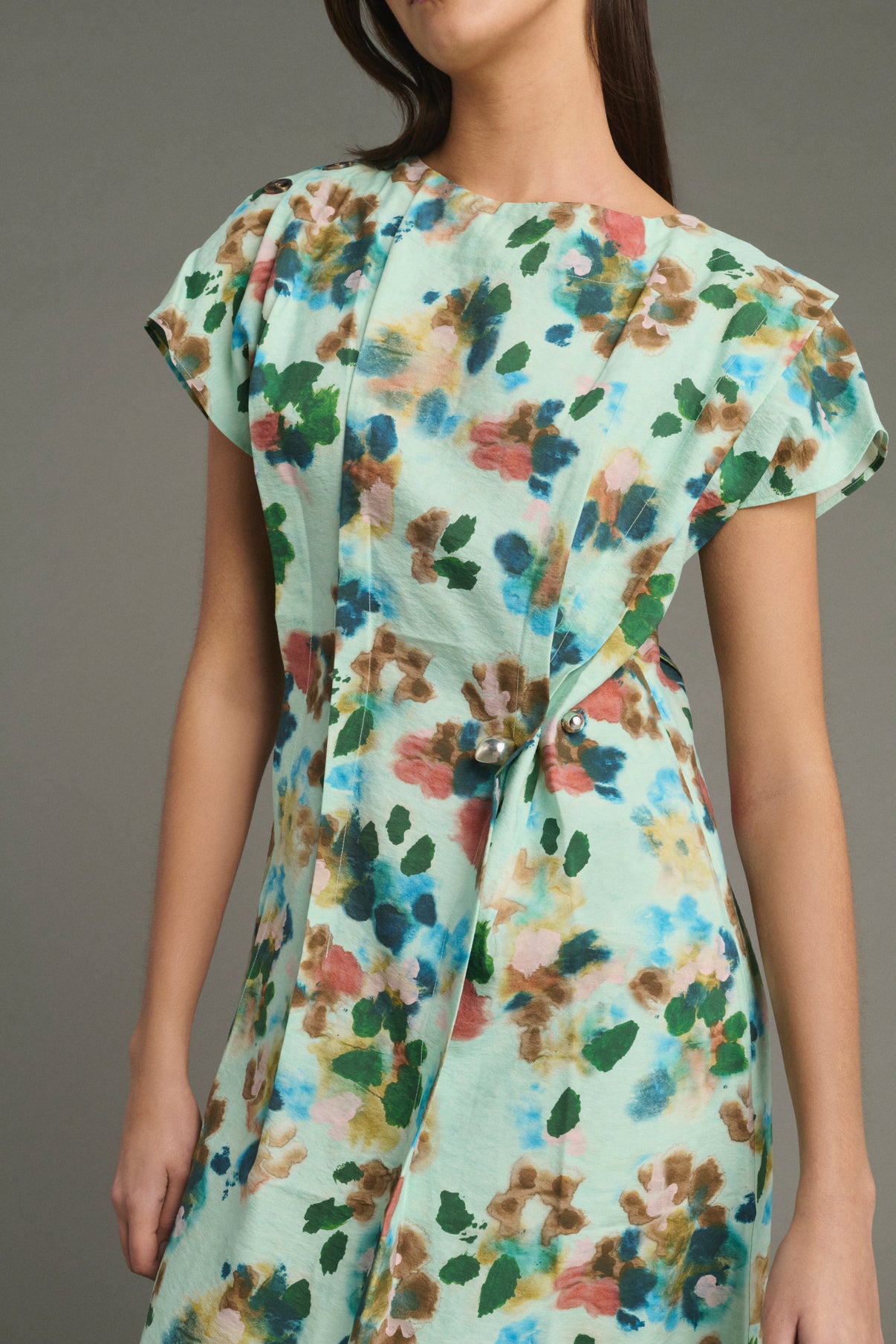 Robe Jade - Turquoise - Soie - Femme vue 3